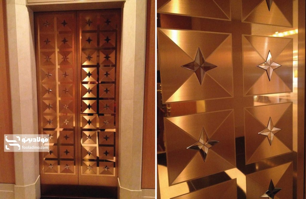 ورق استیل طلایی در آسانسور